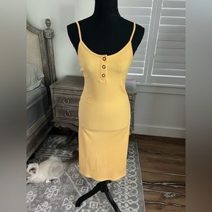 Forever 21 yellow ribbed midi dress